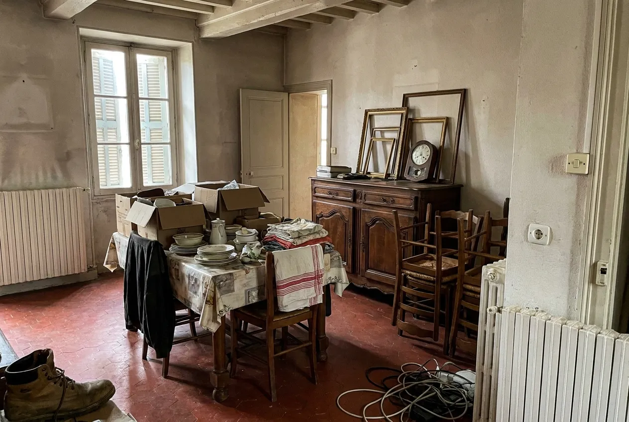 Maison de succession avec remise au Logis-Neuf, à Allauch, avant le débarras